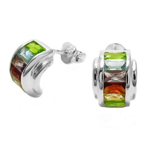 Stunning 1.80 Carat Multi Colored CZ Post Earrings | Wholesale Sterling Silver Jewelry | Main