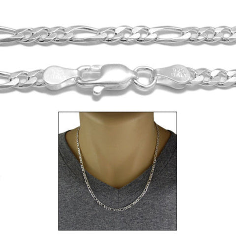 925 Sterling silver Figaro chain necklace in 4mm (Gauge 100) | 5 Lengths | Combo photo