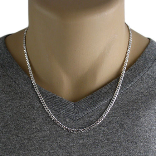 Sterling Silver Cuban Curb Chain Necklace 3mm (Gauge 100). Available in 5 Lengths.
