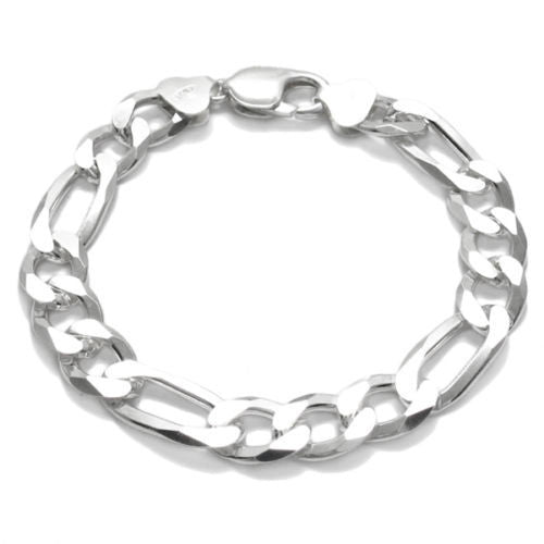 Luxurious 10mm (300 Gauge) Figaro link chain bracelet | Wholesale 925 Sterling Silver Jewelry | Item photo
