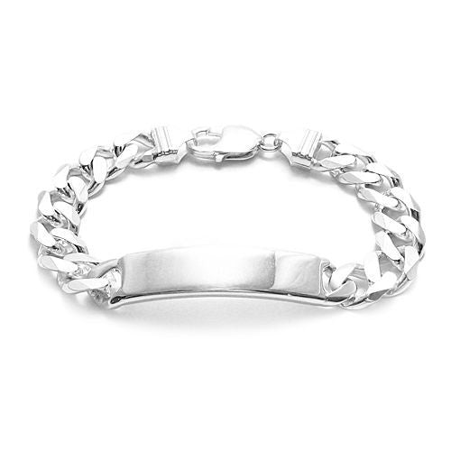 11mm (300 Gauge) Cuban link ID bracelet w. engravable plate | Wholesale 925 Sterling Silver Jewelry | Item photo