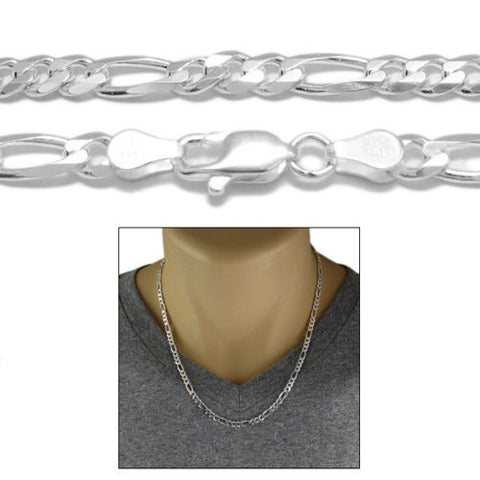 925 Sterling silver Figaro chain necklace in 5mm (Gauge 120) | 5 Lengths | Combo photo