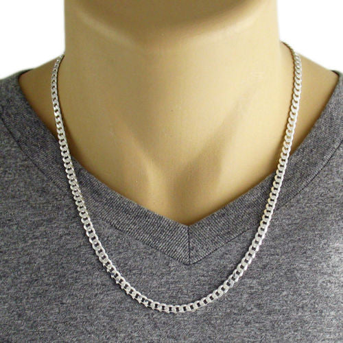 Sterling Silver Cuban Curb Chain Necklace 4mm (Gauge 120). Available in 5 Lengths.