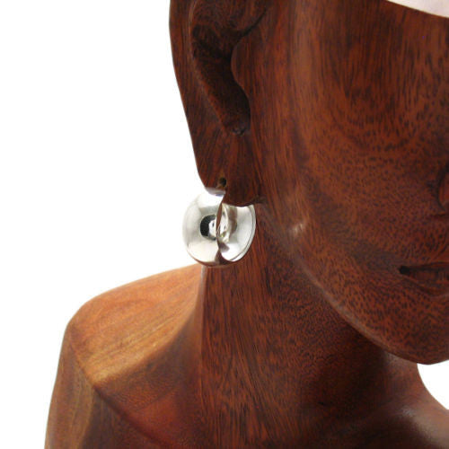 12mm Wide Cigar Band Design Hoop Post Earrings | Wholesale Sterling Silver Jewelry | Alternate