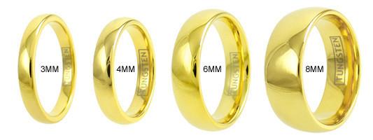 Classic 14K Gold Plated Tungsten Wedding Band. Wholesale Tungsten Rings | Tungsten Wedding Bands. Comparison Photo