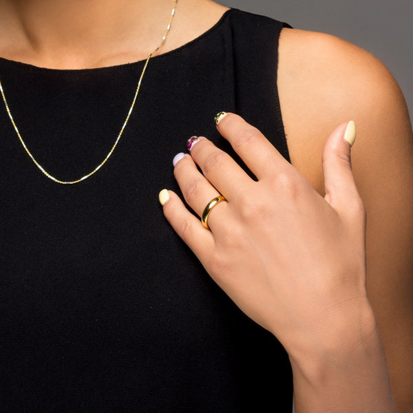 14K Gold Ion Plated 6mm/8mm Low Dome Tungsten Wedding Band Available. For men and women.