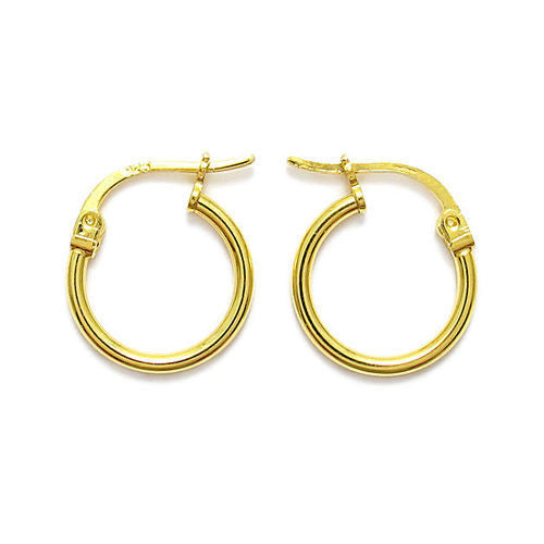 14K Gold Over Round Hoop Earrings with a polished finish | Wholesale Sterling Silver Jewelry | Main