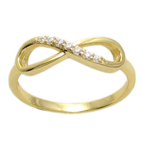 Graceful 14K gold plated infinity ring with CZ sparkle | Wholesale sterling silver rings - Jewelry | Main photo