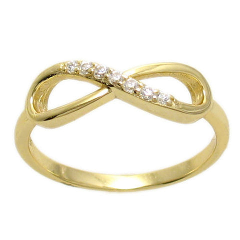 Graceful 14K gold plated infinity ring with CZ sparkle | Wholesale sterling silver rings - Jewelry | Main photo