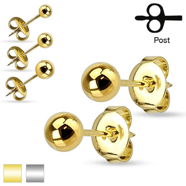 9kt Yellow Gold 3, 4, 5, 6, 8mm Flat Ball Earrings with Bright Finish |  Sarraf.com