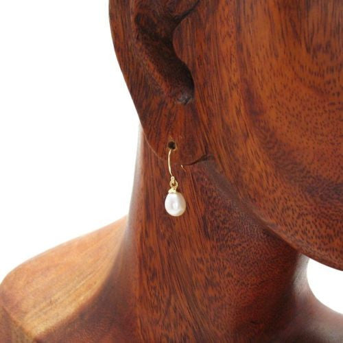 14K gold ion plated freshwater pearl hanging earrings | Wholesale 925 Sterling Silver Jewelry | Alternate Photo