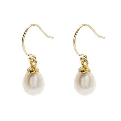 14K gold ion plated freshwater pearl hanging earrings | Wholesale 925 Sterling Silver Jewelry | Item Photo