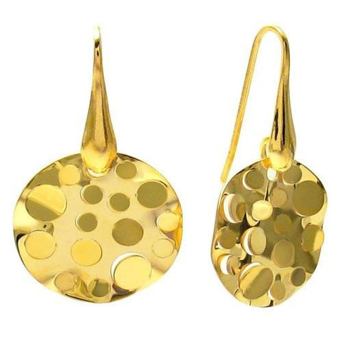 14K Gold Ion Plated Round Disco Mirrored Earrings | Wholesale 925 Sterling Silver Jewelry | Main Photo