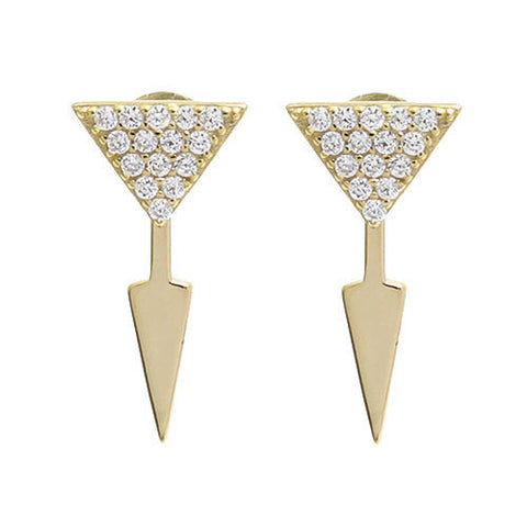 14k Gold Over 0.30 Carat CZ Arrow Post Stud Earrings | Wholesale Sterling Silver Jewelry | Main