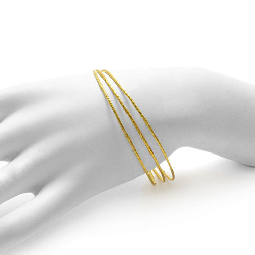 Stylish 14K Gold over Faceted Round Bangle Bracelets - 7.5 Inch | Wholesale 925 Sterling Silver Jewelry | Alternate