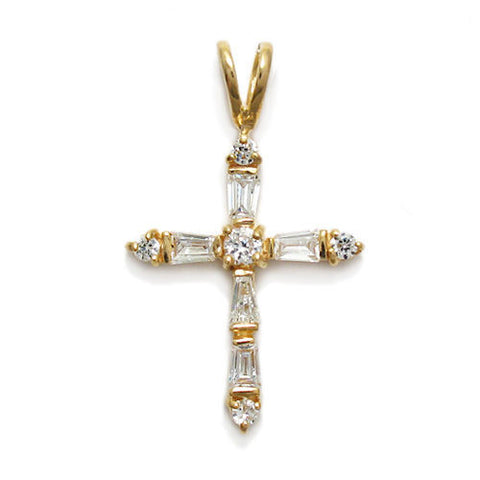 Dazzling 14K Gold Over CZ Cross Pendant | Wholesale 925 Sterling Silver Pendant - Jewelry | Main