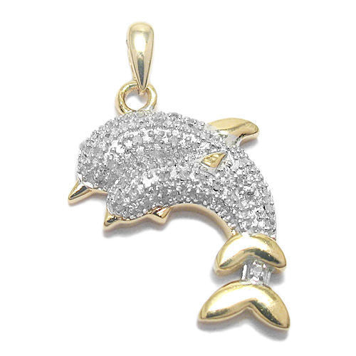 Extraordinary 14K Gold Over Mother & Baby Pendant with Diamonds | Wholesale 925 Sterling Silver Pendant - Jewelry | Alternate