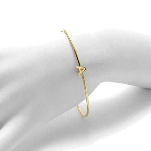14K Gold Over Sterling Silver Letter Initial Cuff Bracelet