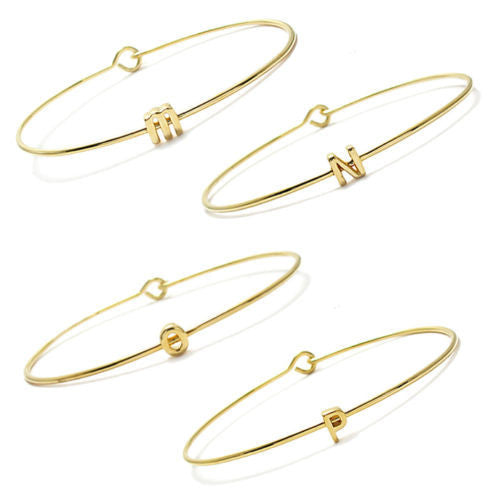 14K Gold Over Sterling Silver Letter Initial Cuff Bracelet