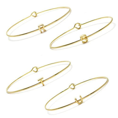 14K Gold Over Sterling Silver Letter Initial Cuff Bracelet