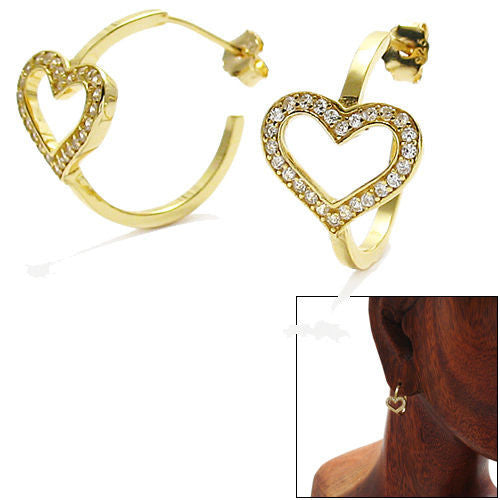 14K Gold Over Multi-CZ Heart Post Earrings | Wholesale Sterling Silver Jewelry | Alternate