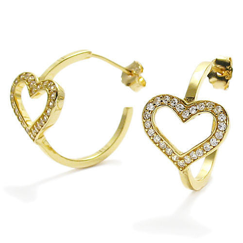 14K Gold Over Multi-CZ Heart Post Earrings | Wholesale Sterling Silver Jewelry | Main