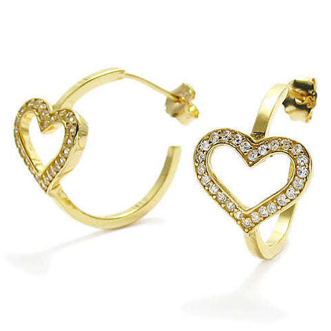 14K Gold Over Multi-CZ Heart Post Earrings | Wholesale Sterling Silver Jewelry | Main