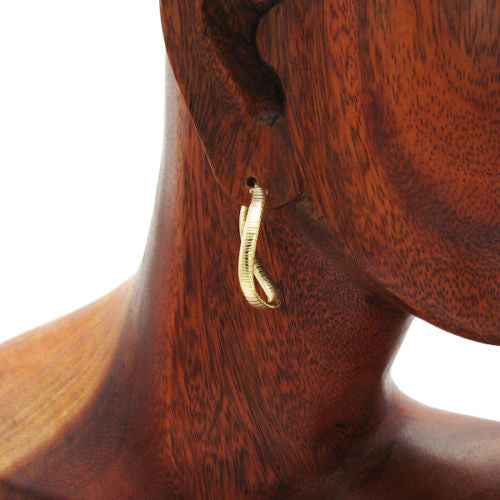 14k Gold Over Sterling Silver Omega Twisting Hoop Earrings | Wholesale Sterling Silver Jewelry | Alternate