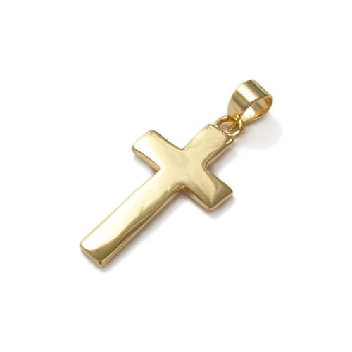 Lovely 14K Gold over Sterling Silver Plain Cross Pendant | Wholesale 925 Sterling Silver Pendant - Jewelry | Main