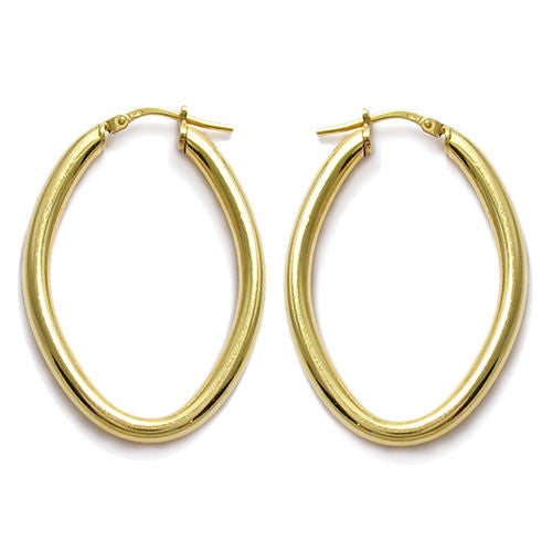 14K Gold Over Sterling Silver Plain Oval Hoop Earrings | Wholesale Sterling Silver Jewelry | Main