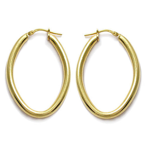 14K Gold Over Sterling Silver Plain Oval Hoop Earrings | Wholesale Sterling Silver Jewelry | Main