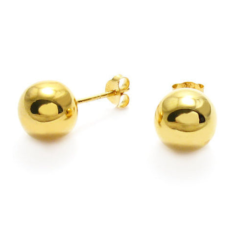 14k Gold Over Round Ball Post Earrings 10mm | Wholesale Sterling Silver Jewelry | Main