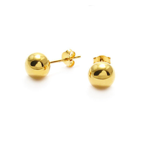 14k Gold Over Round Ball Post Earrings 8mm | Wholesale Sterling Silver Jewelry | Main