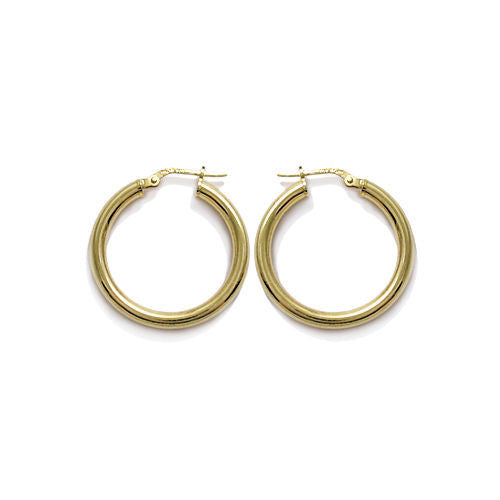 Simple 14K Gold Over Round Hoop Earrings in 25mm | Wholesale Sterling Silver Jewelry | Alternate