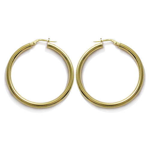 Simple 14K Gold Over Round Hoop Earrings in 35mm | Wholesale Sterling Silver Jewelry | Alternate