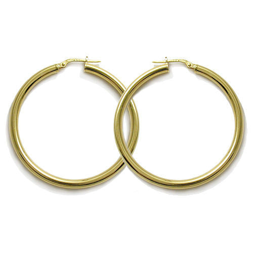 Simple 14K Gold Over Round Hoop Earrings in 40mm | Wholesale Sterling Silver Jewelry | Alternate