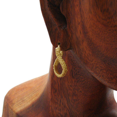 14K Gold Over Tangled Mesh Wire Twisting Hoop Earrings | Wholesale Sterling Silver Jewelry | Alternate