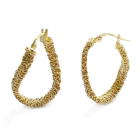 14K Gold Over Tangled Mesh Wire Twisting Hoop Earrings | Wholesale Sterling Silver Jewelry | Main