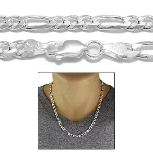 925 Sterling silver Figaro chain necklace in 6mm (Gauge 150) | 5 Lengths | Combo photo