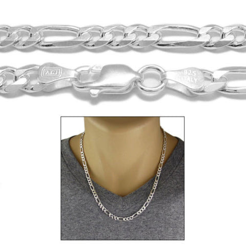 925 Sterling silver Figaro chain necklace in 6mm (Gauge 150) | 5 Lengths | Combo photo