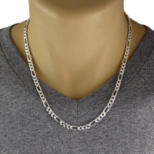 20" Sterling Silver Men's Figaro Chain | 925 Italy Solid Silver, New Without Tags
