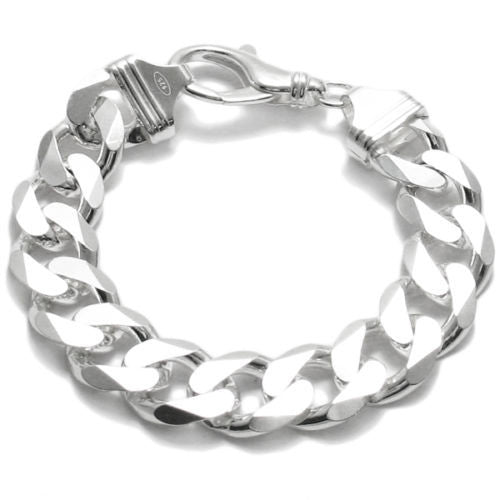 Awesome Sterling Silver Cuban Link Chain Bracelet in 15mm (Gauge 400) Available in 8, 9, and 10 Inches