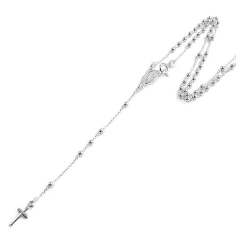 16" Rosary with 3mm Beads & Cross | Wholesale 925 Sterling Silver Jewelry | Item photo