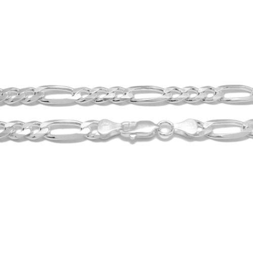 925 Sterling silver Figaro chain necklace in 7mm (Gauge 180) | 5 Lengths | Discount Jewelry | Item photo