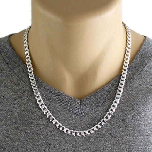 Sterling Silver Cuban Curb Chain Necklace 7mm (Gauge 180). Available in 5 Lengths.