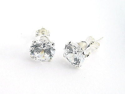 2.0 Carat Round CZ Post Stud Earrings in 7mm | Wholesale Sterling Silver Jewelry | Alternate