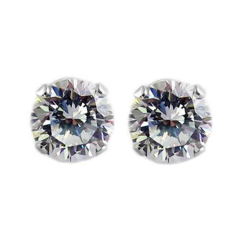 2.0 Carat Round CZ Post Stud Earrings in 7mm | Wholesale Sterling Silver Jewelry | Main
