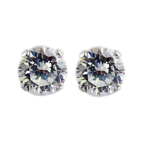 2.0 Carat Round CZ Post Stud Earrings in 7mm | Wholesale Sterling Silver Jewelry | Main