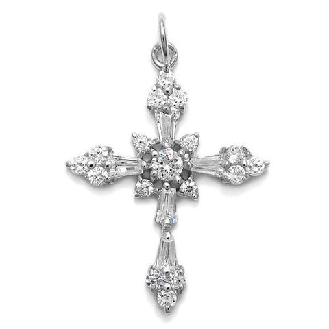Stunning Sterling Silver Cross Pendant embellished with CZs.