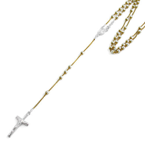 Chic 22" Rose Gold Rosary 4mm Bead Necklace with Crucifix | Wholesale 925 Sterling Silver Pendant - Jewelry | Main